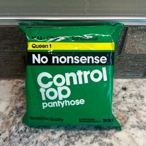 No Nonsense Vintage 90s Pantyhose Control Top Queen 1 M44 Off Black USA New